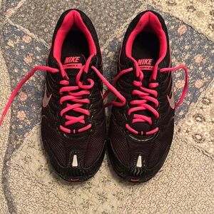 Nike Black and Pink Athletic Shoes with Breathable Mesh